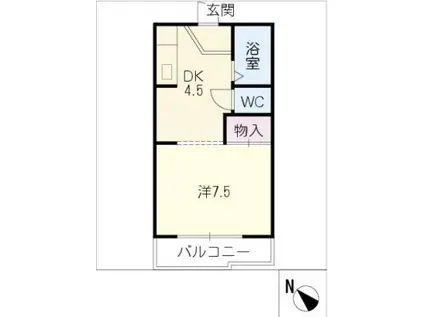YYシーサイドパレス壱番館(1DK/1階)の間取り写真