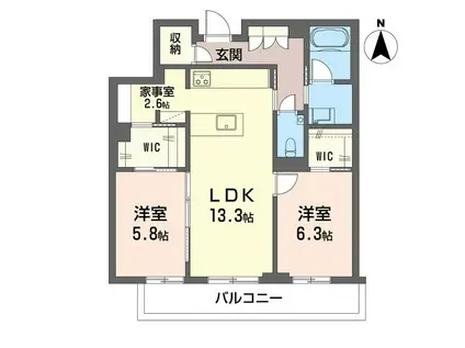 デア グランツ(2LDK/3階)の間取り写真