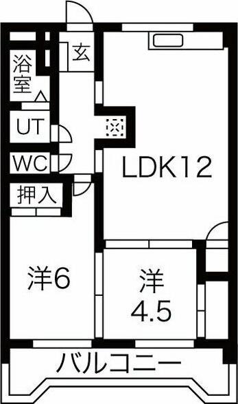 シャルム岐阜(2LDK/1階)の間取り写真