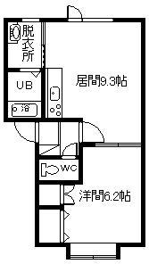 COCO旭岡(1DK/1階)の間取り写真