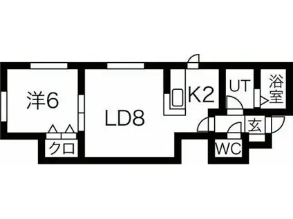 REST HILLS白石駅 B棟(1LDK/2階)の間取り写真