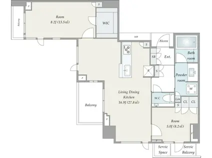 プラウド虎ノ門(2LDK/19階)の間取り写真