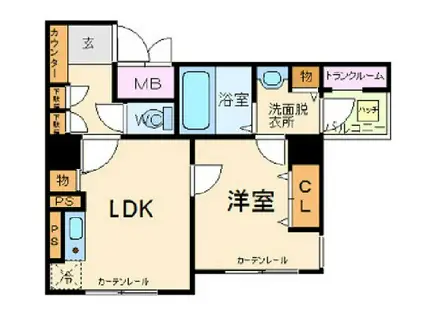 メゾンドヴィレ日本橋茅場町(1LDK/5階)の間取り写真