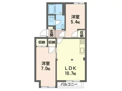 ボナール・ユキ(2LDK/2階)の間取り写真