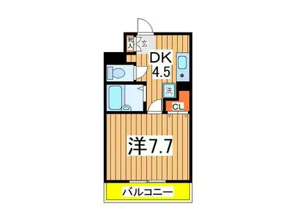 ミレニアムハイツ(1DK/4階)の間取り写真