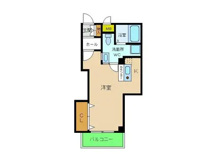 プランドールF3(1K/1階)の間取り写真