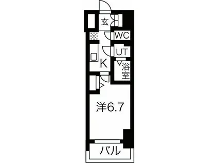 メイクス鶴舞II(1K/13階)の間取り写真