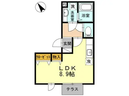グランアヴァンティ2B(ワンルーム/1階)の間取り写真
