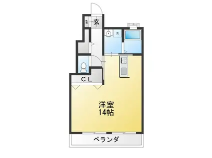 スカイマンション(ワンルーム/3階)の間取り写真