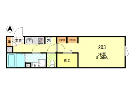 シーエフジオーレ殿町(1K/2階)の間取り写真