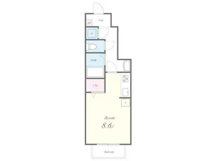 フォレストコートI(ワンルーム/1階)の間取り写真