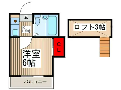 エイブル東浦和(1K/1階)の間取り写真