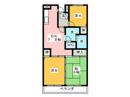 コーポエデン A(3DK/3階)の間取り写真