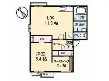 リベラ東(1SLDK/2階)の間取り写真