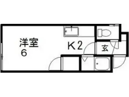プラザイン本通(1K/2階)の間取り写真