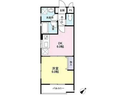 プレミール松庵(1DK/1階)の間取り写真