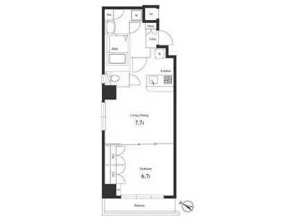 ヴェルト東日本橋(1LDK/8階)の間取り写真