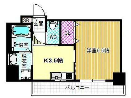 アミル9(1K/3階)の間取り写真