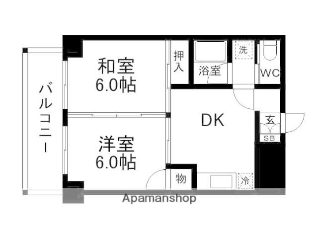 ライオンズマンション薬院(2DK/3階)の間取り写真