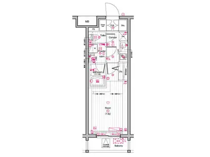 THE PREMIUM CUBE G 東中野(1K/1階)の間取り写真