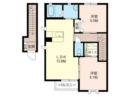 シャルム・メゾンB(2LDK/2階)の間取り写真