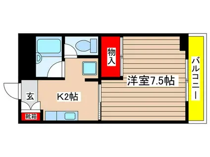 シャトーハティー(1K/4階)の間取り写真