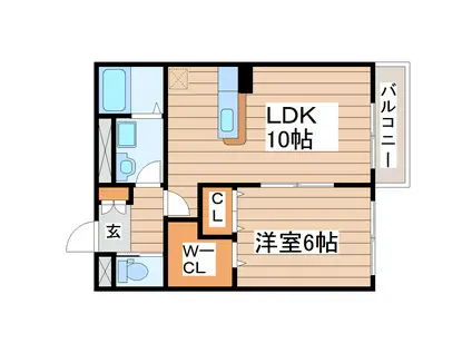 カーサ薬師堂(1LDK/2階)の間取り写真