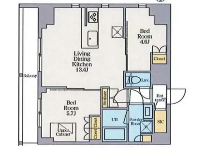 クレストコート東日暮里(2LDK/10階)の間取り写真