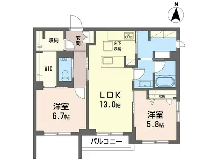 ソラーナ(2LDK/1階)の間取り写真