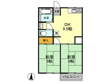 ヒカリハイツ(2DK/1階)の間取り写真