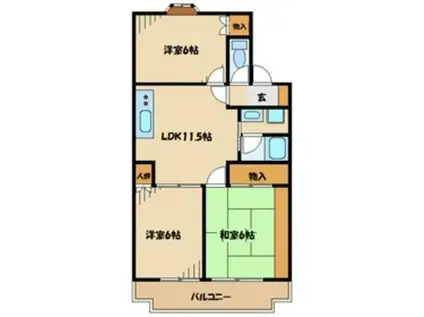 リーナハウス(3LDK/1階)の間取り写真