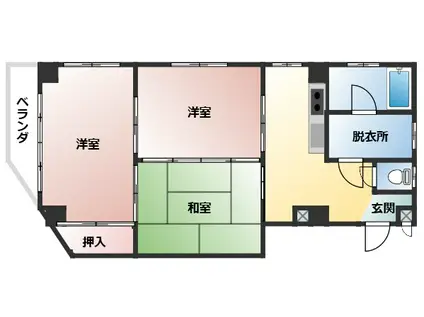 第三小窪ビル(3DK/2階)の間取り写真