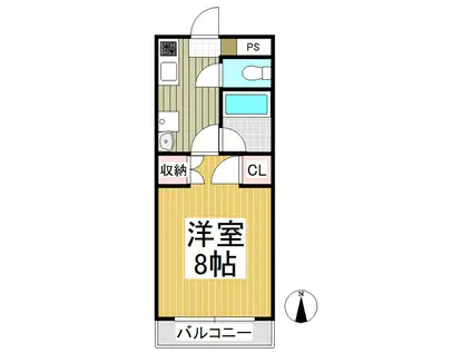 ラ・ヴィ・アン・ローズ(1K/2階)の間取り写真