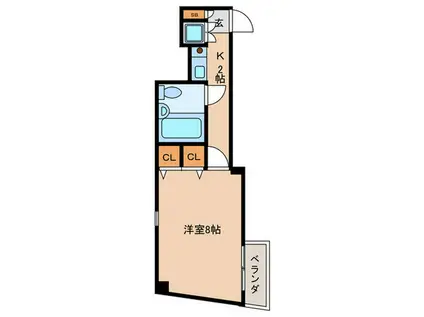 フラワー11(1K/4階)の間取り写真