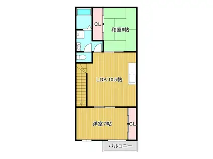 横見サウスハイツ(2LDK/2階)の間取り写真