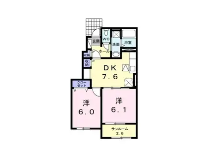 リアンカーサ(2DK/1階)の間取り写真