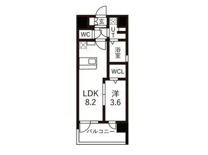 レジュールアッシュ神戸湊川公園(1LDK/7階)の間取り写真