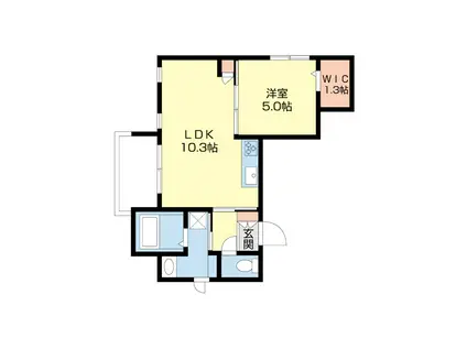 HAWA KUGAHARA(1LDK/3階)の間取り写真