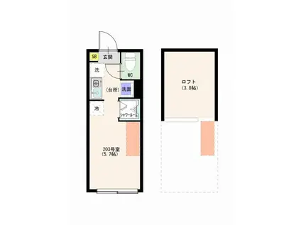 ハーモニーテラス早宮一丁目(ワンルーム/2階)の間取り写真