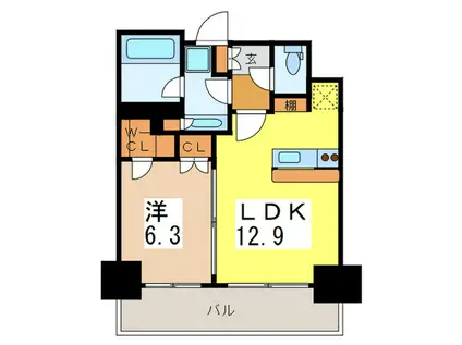 パークハビオ人形町(1LDK/7階)の間取り写真