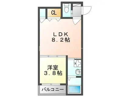 BELLハイツ守口(1LDK/3階)の間取り写真