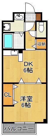 サンライフ徳力(1DK/2階)の間取り写真