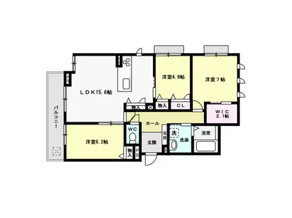 GRANFORTINA春日A棟(3LDK/2階)の間取り写真