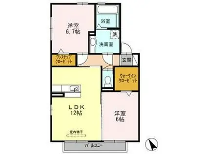 ガーネット幸(2LDK/2階)の間取り写真