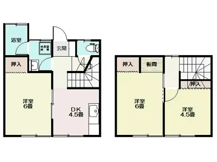 プルメリア2号棟(3DK/1階)の間取り写真