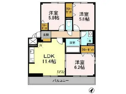 コンフォート新柏A(3LDK/3階)の間取り写真