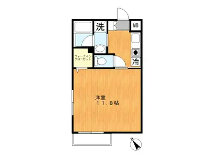 グランドゥール駒沢(1K/1階)の間取り写真