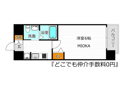 ラクラス阿倍野元町(1K/8階)の間取り写真