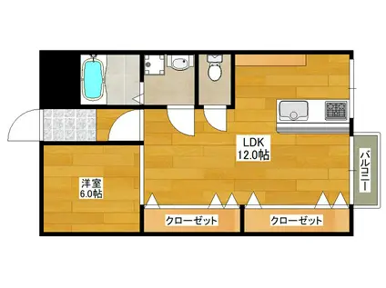 大建コーポ江坂(1LDK/1階)の間取り写真