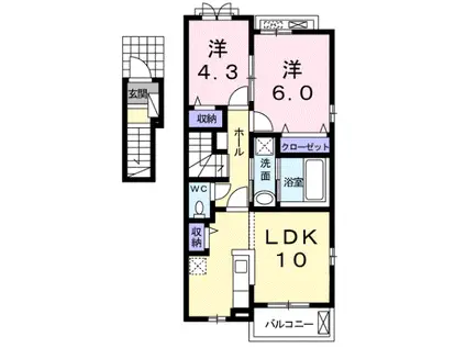 ミライノオト(2LDK/2階)の間取り写真